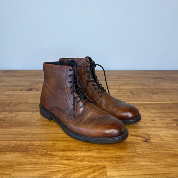 Vagabond Amina Brown Leather Side Zip Lace Up Ankle Boots Size 39 - Picture 2 of 10